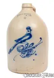 E & L P Norton, 3 Gal. E. & L. P. NORTON / BENNINGTON, VT Stoneware Bird Jug, circa 1870, Stoneware