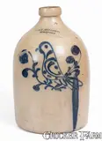 S. D. Kellogg, Fine S. D. KELLOGG / WHATELY Stoneware Jug w/ Slip-Trailed Bird Decoration, circa 1851-1853, Stoneware