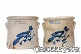 F. B. Norton & Co, Scarce Pair of F.B. NORTON & CO. / WORCESTER, MASS. Stoneware Bird Crocks