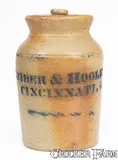 Snider & Hoole, Unusual SNIDER & HOOLE / CINCINNATI, Ohio Stoneware Jar, circa 1880, Stoneware