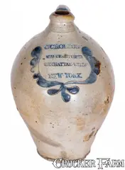 C. Crolius, Fine C. CROLIUS / MANUFACTURER / MANHATTAN-WELLS / NEW-YORK Incised Stoneware Jug, early 19th century, Stoneware
