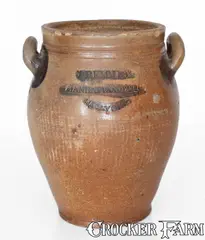J. Remmey, J. REMMEY / MANHATTAN-WELLS / NEW-YORK Stoneware Jar w/ Two-Color Slip Decoration, early 19th century, Stoneware