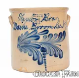Evan R. Jones, Exceptional EVAN R. JONES / PITTSTON, PA Stoneware Crock w/ Elaborate Slip-Trailed Advertising, circa 1875, Stoneware