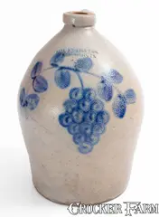 Nichols & Co., Rare and Fine SIPE, NICHOLS & CO. / Williamsport, Pa. Two-Gallon Stoneware Grapes Jug, circa 1875, Stoneware