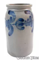 H. C. Smith, H.C. SMITH / ALEXA (Alexandria, VA) Stoneware Jar w/ Cobalt Floral Decoration, c1835, c1835, Stoneware