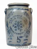Hamilton & Jones Star Pottery, 5 Gal. HAMILTON & JONES / STAR POTTERY / GREENSBORO, PA Stoneware Jar, circa 1875, Stoneware
