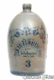 J.M. Harden, Rare J.M. HARDEN / Palatine. WVa. Cobalt-Decorated Stoneware Jug w/ Stenciled Grapes Motif, circa 1875, Stoneware