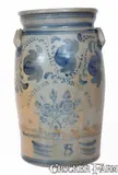 Hamilton & Jones Star Pottery, Scarce Eight-Gallon HAMILTON & JONES / STAR POTTERY (Greensboro, PA) Churn, circa 1870, Stoneware