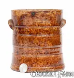 JOHN BELL / WAYNESBORO Redware Tobacco Jar w/ Sponged Manganese Decoration by John Bell, circa 1850-1880, Redware, sold Nov 2024