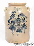 L. Lehman & Co, L. LEHMAN & CO / WEST 12TH ST NY Stoneware Jar w/ Birds Eating Grapes Motif, circa 1860, Stoneware