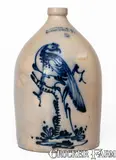 J. & E. Norton, J. & E. NORTON / BENNINGTON, VT Stoneware Jug w/ Cobalt Pheasant on Stump Decoration, circa 1855, Stoneware