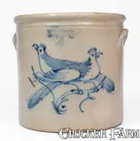 Ottman & Co., HAXSTUN, OTTMAN & CO. / FORT EDWARD, NY Stoneware Crock w/ Double Bird Design, circa 1870, Stoneware