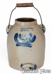 J.B. Leathers, Extremely Rare J.B. LEATHERS / MT. EAGLE, PA Stoneware Batter Pail, circa 1875, Stoneware