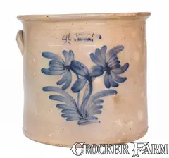 T.G. Daub, 4 Gal. T. G. DAUB / EASTON, PA Stoneware Crock w/ Floral Decoration, late 19th century, Stoneware