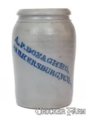 A.P. Donaghho, A.P. DONAGHHO / PARKERSBURG, W.Va. Cobalt-Decorated Stoneware Jar, circa 1880, Stoneware