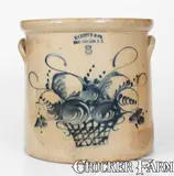 Haxstun & Co., 5 Gal. HAXSTUN & CO. / FORT EDWARD, NY Stoneware Crock w/ Floral Basket Decoration, circa 1875, Stoneware