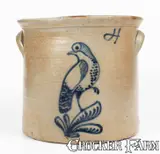 J Mantell, Scarce J MANTELL / PENN YAN Four-Gallon Stoneware Crock w/ Gamebird Decoration, circa 1856-1876, Stoneware