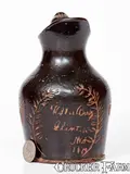 Willie Bray, Very Rare "Willie Bray / Clinton, MO / 1879" Stoneware Cream Pitcher w/ Incised Decorations, 1879, Stoneware