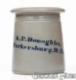 Misspelled Name, Scarce A.P. Donoghho / Parkersburg, WV Stoneware Canning Jar (Misspelled Name), circa 1875, Stoneware