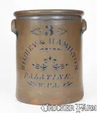 Richey & Hamilton, Rare RICHEY & HAMILTON / PALATINE, W.VA Crock w/ Eagle Stenciling on Reverse