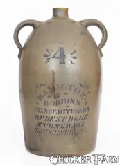 Hamilton & Robbins, Scarce 4 Gal. HAMILTON & ROBBINS / BEST BLUE STONEWARE Jug, circa 1905, Stoneware