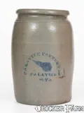 Palatine Pottery, PALATINE POTTERY / PALATINE, W. VA Stoneware Jar w/ Stenciled Pear, circa 1875, Stoneware