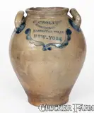 C. Crolius, Very Rare and Fine C. CROLIUS / MANHATTAN WELLS / NEW-YORK Stoneware Jar, circa 1805, Stoneware