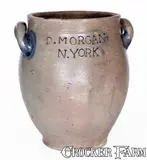 D. Morgan, Extremely Rare D. MORGAN / N. YORK One-Gallon Open-Handled Stoneware Jar, c1800, c1800, Stoneware