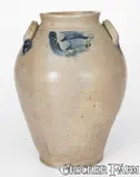 Goodale & Stedman, Scarce GOODALE & STEDMAN / HARTFORD, CT Stoneware Jar w/ Incised Bird and Wreath, circa 1822-1825, Stoneware
