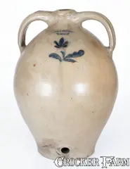 I. Seymour, Rare I. SEYMOUR / TROY Stoneware Jug Cooler with Floral Decoration, c1830, c1830, Stoneware