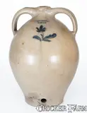 I. Seymour, Rare I. SEYMOUR / TROY Stoneware Jug Cooler with Floral Decoration, c1830