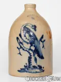 J. & E. Norton, J. & E. NORTON / BENNINGTON, VT Stoneware Jug w/ Cobalt Pheasant on Stump Decoration, circa 1855, Stoneware