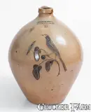 Norton & Fenton, Very Rare and Fine NORTON & FENTON / East Bennington, VT Stoneware Incised Birds Jug, circa 1839-1845, Stoneware