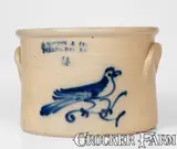 J. Norton & Co., One-and-a-Half-Gallon J NORTON & CO / BENNINGTON, VT Cake Crock w/ Bird Decoration