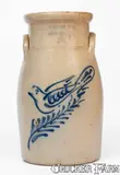 F. B. Norton Sons, F.B. NORTON SONS. / WORCESTER, MASS. Stoneware Churn w/ Cobalt Dove Decoration, circa 1880, Stoneware