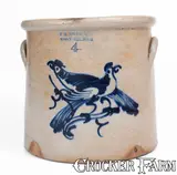 F. B. Norton & Co, Rare and Fine F.B. NORTON & CO / WORCESTER, MASS. Four-Gallon Double Bird Crock
