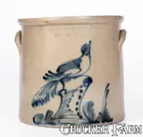 Riedinger & Caire, RIEDINGER & CAIRE / POUGHKEEPSIE, NY Stoneware Crock w/ Pheasant on Stump