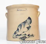 Ottman Bros, 5 Gal. OTTMAN BROS. / FORT EDWARD, NY Stoneware Chicken Crock, circa 1875, Stoneware