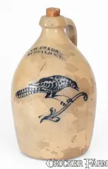 C. W. Braun, One-Gallon C.W. BRAUN / BUFFALO, N.Y. Stoneware Jug w/ Cobalt Bird Decoration, circa 1870, Stoneware