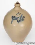 N. Clark & Co., 4 Gal. N. CLARK & CO. / LYONS Ovoid Stoneware Jug w/ Floral Decoration, circa 1830, Stoneware