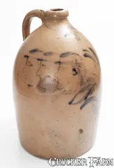 M. & T. Miller, Exceedingly Rare M. & T. MILLER / NEWPORT, PA Stoneware Jug w/ Civil War Soldiers Decoration, circa 1870, Stoneware
