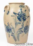 T. H. Willson, Very Fine 3 Gal. T. H. WILLSON / HARRISBURG, PA Stoneware Jar w/ Elaborate Floral Decoration, circa 1852-1855, Stoneware