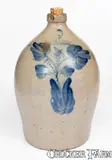 COWDEN & WILCOX / HARRISBURG, PA Three-Gallon Stoneware Jug by Cowden & Wilcox, circa 1865, Stoneware, sold Jul 2024