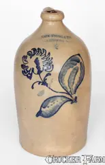 John Young. & Co, Rare JOHN YOUNG. & CO / HARRISBURG PA Stoneware Jug w/ Slip-Trailed Decoration, circa 1856-58, Stoneware