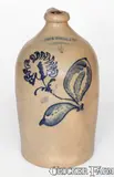 John Young. & Co, Rare JOHN YOUNG. & CO / HARRISBURG PA Stoneware Jug w/ Slip-Trailed Decoration, circa 1856-58, Stoneware