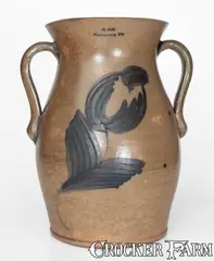 D Ack, Exceedingly Rare "D Ack / Mooresburg PA" Stoneware Porch Vase w/ Cobalt Floral Decoration, circa 1875, Stoneware