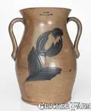 D Ack, Exceedingly Rare "D Ack / Mooresburg PA" Stoneware Porch Vase w/ Cobalt Floral Decoration, circa 1875, Stoneware