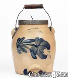 COWDEN & WILCOX / HARRISBURG, PA Stoneware Batter Pail w/ Floral Decoration by Cowden & Wilcox, circa 1865, Stoneware, sold Jul 2024