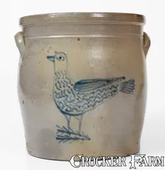 Sam'l I Irvine, Exceedingly Rare SAM'L. I. IRVINE / NEWVILLE, PA Stoneware Jar with Elaborate Bird Decorations, circa 1865, Stoneware