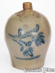 D.P. Shenfelder, 2 Gal. D.P SHENFELDER / READING, PA Stoneware Jug w/ Floral Decoration, circa 1870, Stoneware